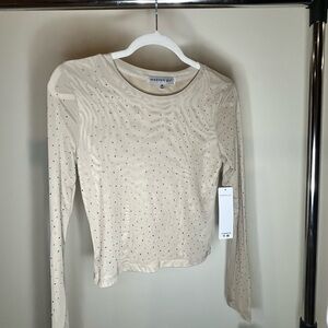 Madden Girl Beige Long Sleeve Blouse